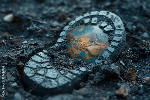Carbon Footprint Reduction: A footprint fading away on a planet Earth, representing efforts to reduce environmental impact