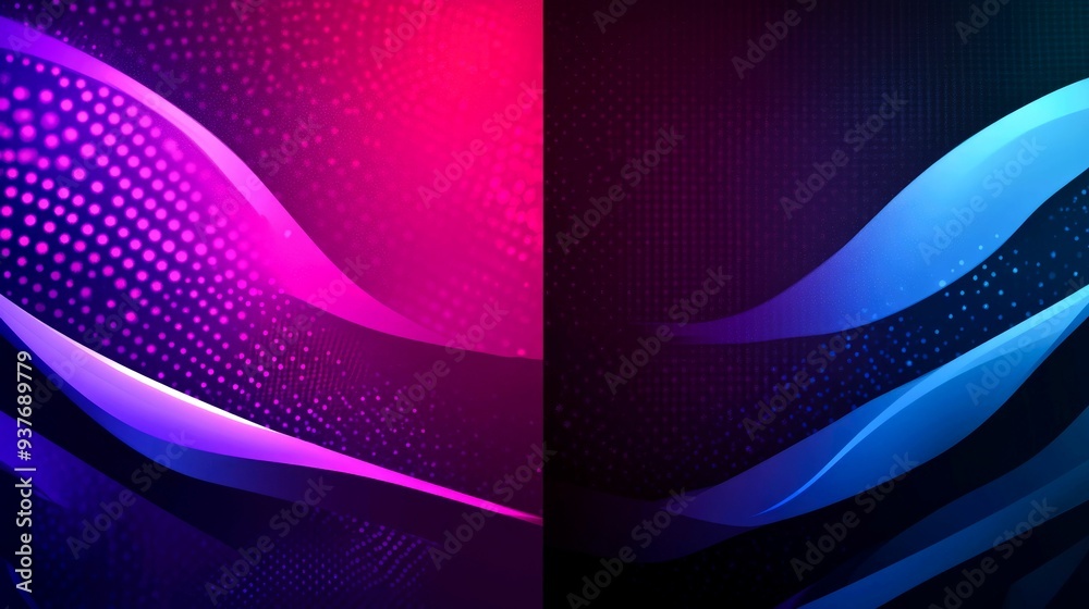 Abstract Background with Neon Blue and Pink Waves and Dotted Texture Abstract Background with Neon Blue and Pink Waves and Dotted Texture