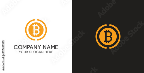 illustration Bitcoin logo Vector. Cryptocurrency, preium btc logo design,