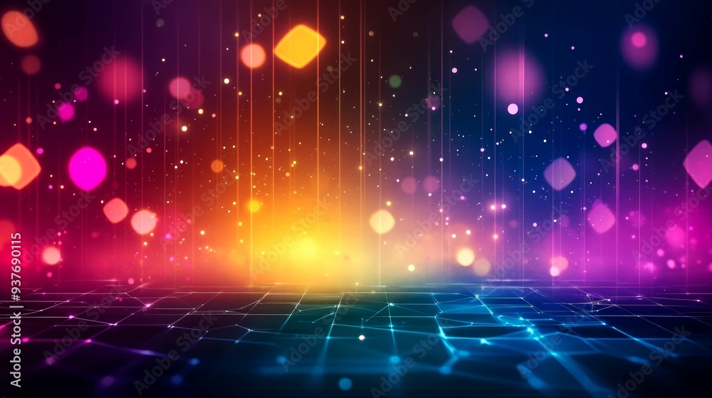 Abstract Background with Glowing Lights, Lines, and a Grid Pattern Abstract Background with Glowing Lights, Lines, and a Grid Pattern