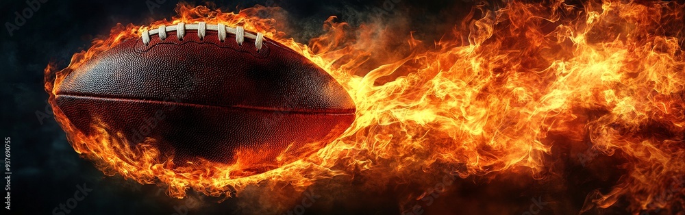 Fiery football engulfed in vibrant flames Fiery football engulfed in vibrant flames