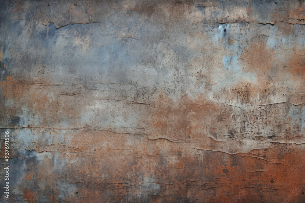 Obraz premium Processed collage of old rusty metal sheet texture in daylight. Background for banner