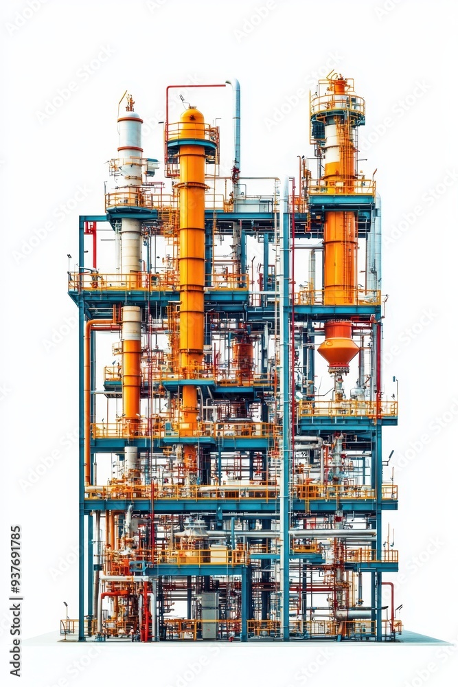 Obraz premium a large industrial plant with orange pipes and pipes