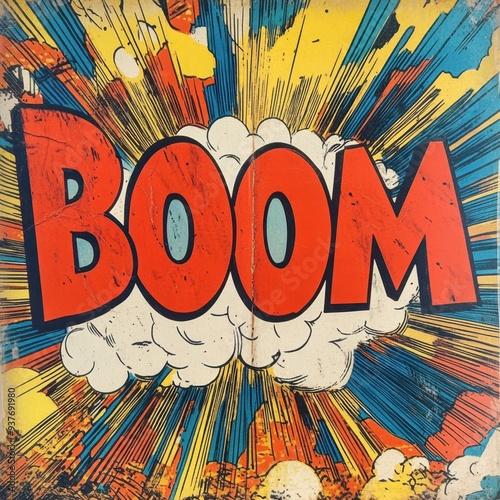 a comic book with the word boom written on it photo