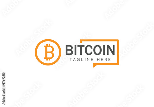 Blockchain bitcoin logo design. wordmark logo, symbol word btc logo