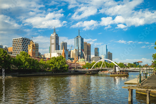 Skyline of Melbourne city business district, CBD, located in Victoria state, Australia photo