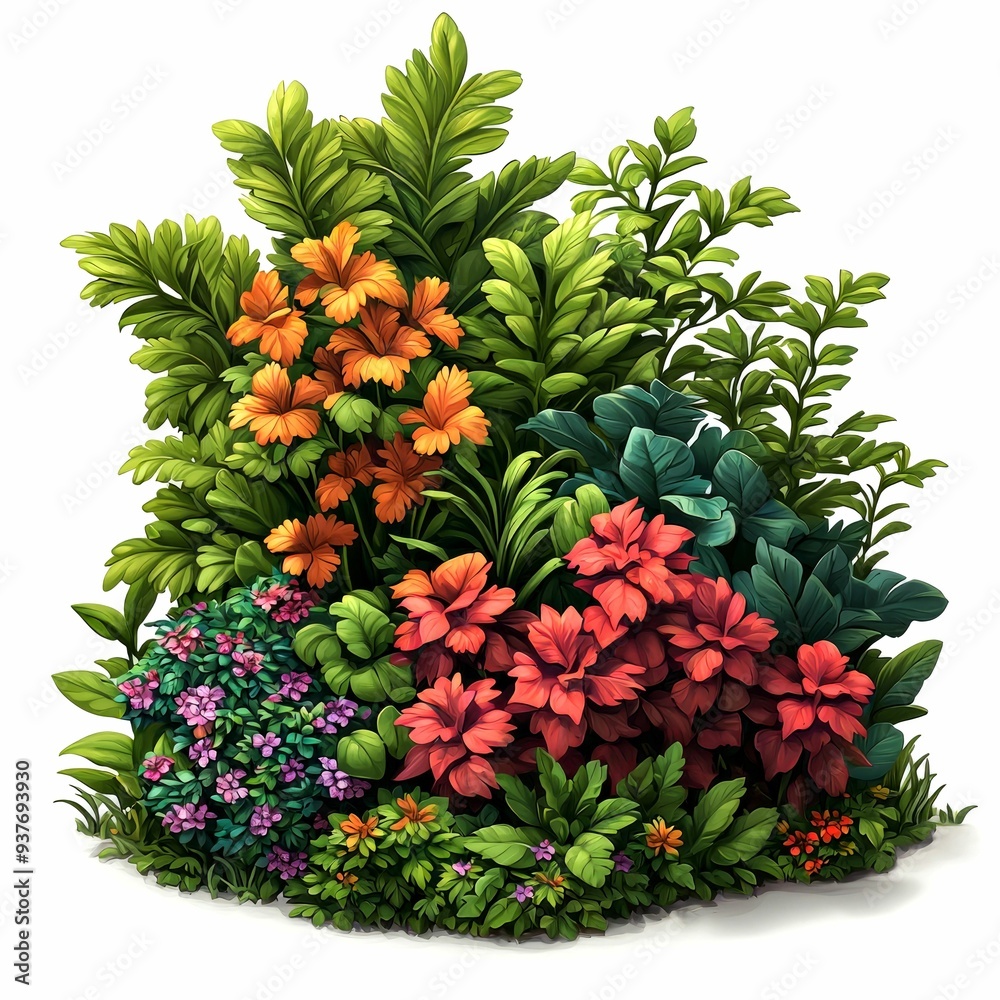 Colorful Flower Arrangement with Lush Green Foliage