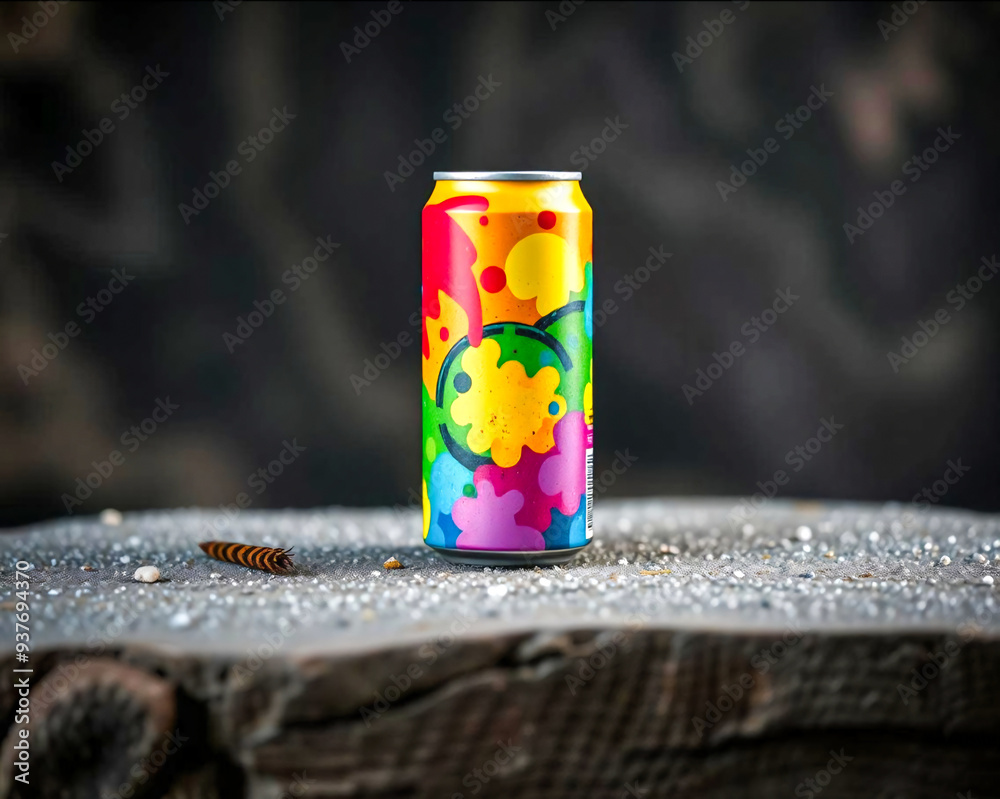 Obraz premium Colorful cans Used for packing drinks on a colorful background. Generative AI Illustration