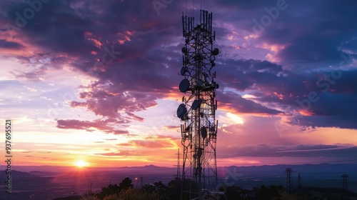 5G tower infrastructure technology internet network communication innovation devices services background