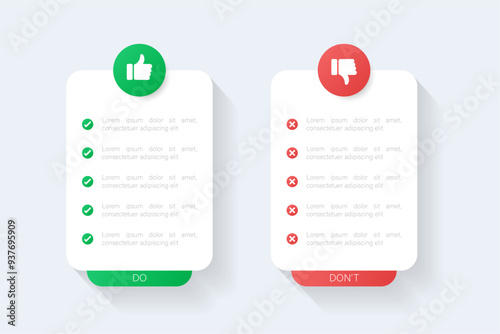 Dos and don'ts infographic. Comparison Infographic Design Template