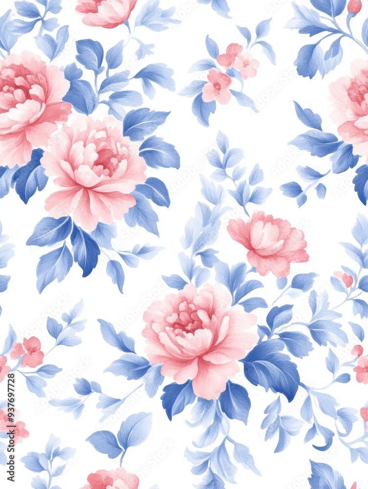 damask pattern featuring intricate floral motifs, seamlessly flowing in a Watercolor style damask pattern featuring intricate floral motifs, seamlessly flowing in a Watercolor style
