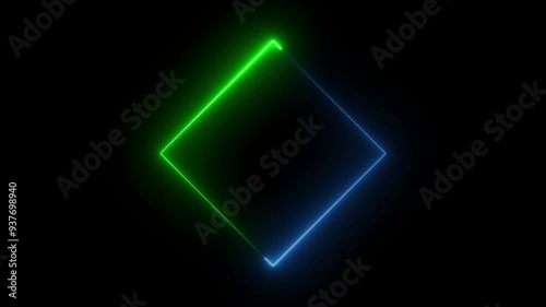 Wallpaper Mural Green and blue Square rectangle photo frame with two tone neon color motion graphic. Neon square border icon animation. Torontodigital.ca