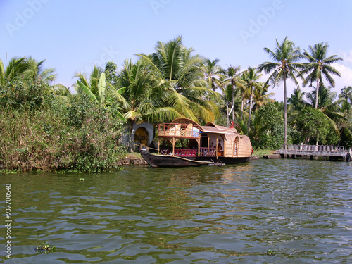 Serene Rice Boat on Kerala's Backwaters