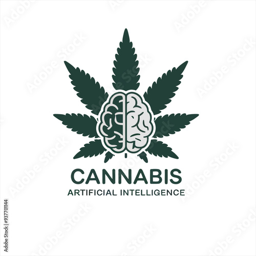 Cannabis AI Brain Artificial Intelligence Vector Logo Template