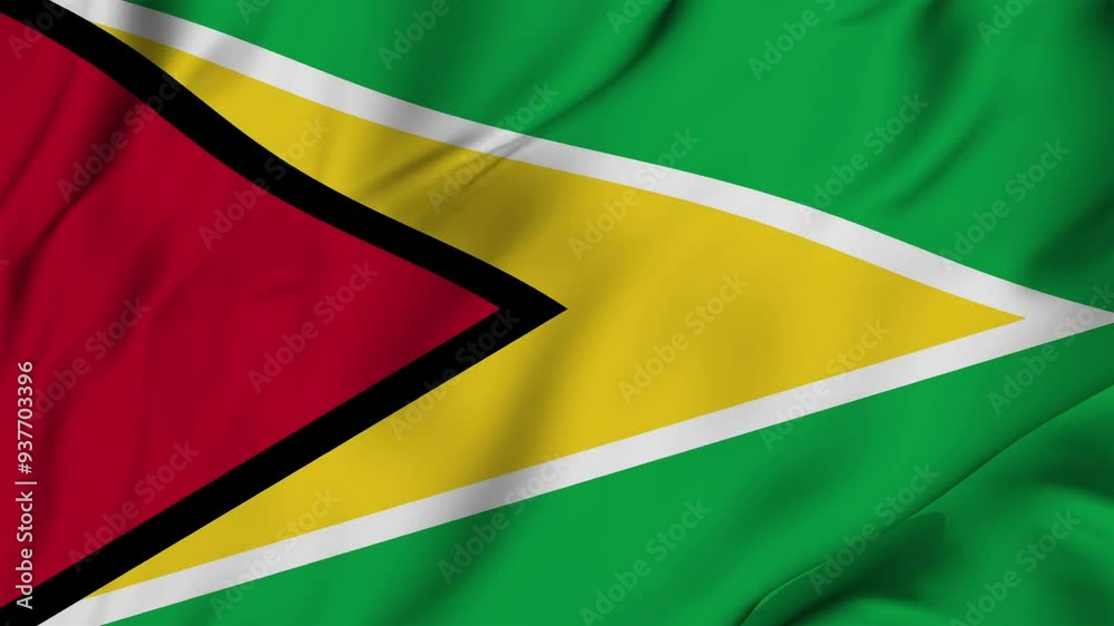 A beautiful view of the Guyana flag video. 3d flag-waving video. Guyana flag 4K resolution.