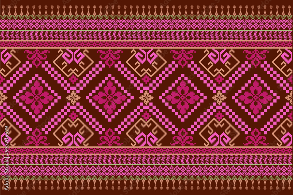 Seamless geometric pattern . pixel pattern. Design for clothing fabric batik wrapping handcraft
textile ornamentation embroidery Hand stitched pattern . cultural stitching pixel art , Cross stit Seamless geometric pattern . pixel pattern. Design for clothing fabric batik wrapping handcraft
textile ornamentation embroidery Hand stitched pattern . cultural stitching pixel art , Cross stit