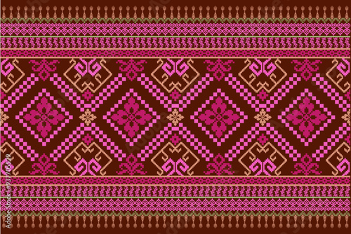 Seamless geometric pattern . pixel pattern. Design for clothing  fabric batik  wrapping  handcraft 
textile ornamentation  embroidery  Hand stitched pattern . cultural stitching pixel art , Cross stit