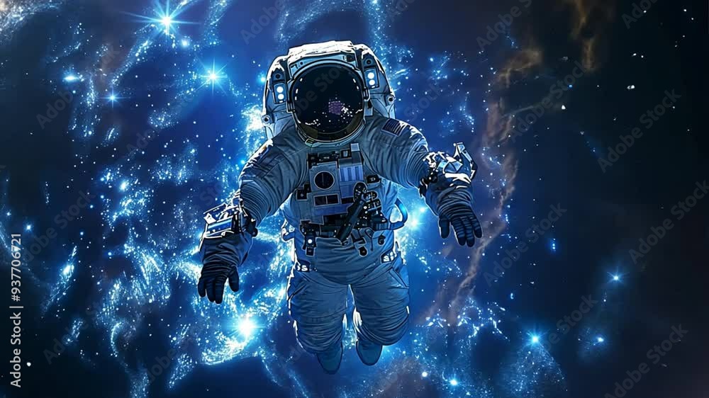Cosmic Dance: A lone astronaut floats amidst a vibrant nebula, bathed in ethereal blue light, a testament to humanity's exploration of the cosmos. Cosmic Dance: A lone astronaut floats amidst a vibrant nebula, bathed in ethereal blue light, a testament to humanity's exploration of the cosmos.