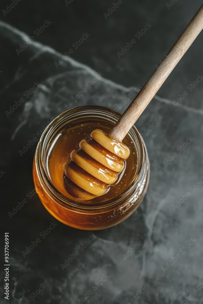 honey in a jar with a wooden spoon honey in a jar with a wooden spoon