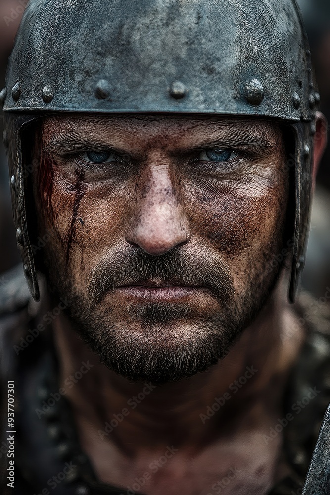 Intense Portrait of a Battle-Hardened Warrior Intense Portrait of a Battle-Hardened Warrior