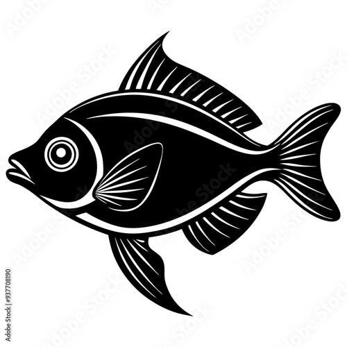 flipper fish silhouette Vector