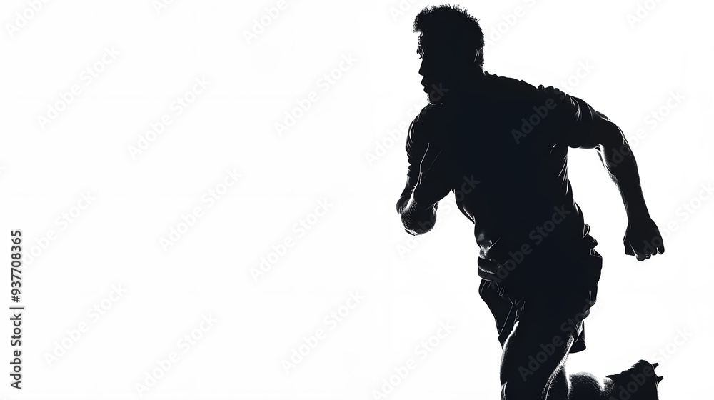 Silhouette of Caucasian Rugby Player: Silhouette of a Caucasian rugby player isolated Silhouette of Caucasian Rugby Player: Silhouette of a Caucasian rugby player isolated