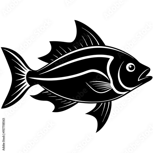 flipper fish silhouette Vector