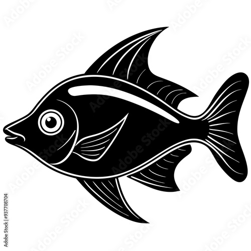 flipper fish silhouette Vector