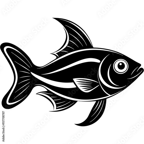 flipper fish silhouette Vector