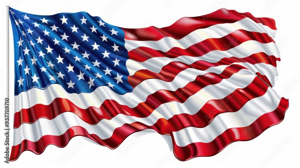 Obraz premium Dynamic illustration of the American flag, featuring bold splash effects and vibrant colors, celebrating national pride and freedom.