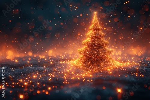 Abstract fantasy festive christmas tree background header wallpaper background 3d illustration