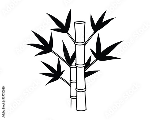 Wallpaper Mural bamboo vector. simple minimalist branches and leaves vector illustration, tree brush painted line art collection. Torontodigital.ca