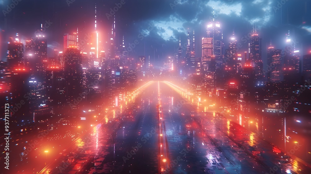 Captivating Futuristic Cityscape at Night Showcasing Urban Technological Advancements Captivating Futuristic Cityscape at Night Showcasing Urban Technological Advancements