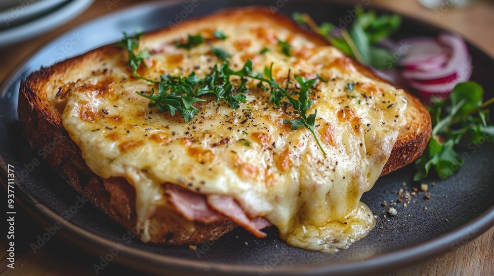 Delicious Grilled Cheese Sandwich with Melted Cheese and Fresh Herbs Delicious Grilled Cheese Sandwich with Melted Cheese and Fresh Herbs