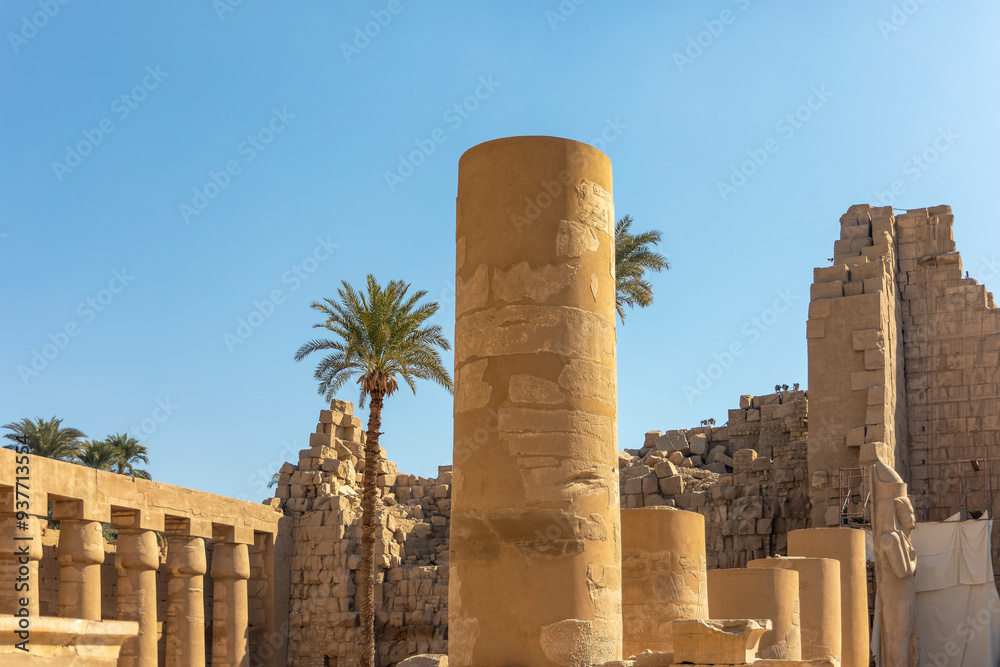 Carved with the power of a pharaoh, the column of Taharqa stands as a testament to his reign. Discover the intricate details of this ancient artifact in the magnificent courtyard of Karnak in Egypt. Carved with the power of a pharaoh, the column of Taharqa stands as a testament to his reign. Discover the intricate details of this ancient artifact in the magnificent courtyard of Karnak in Egypt.