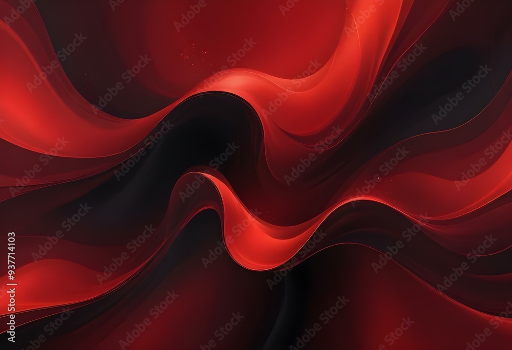 Fototapeta premium Flowing red, blue and black abstract background with soft, wavy shapes and subtle sparkles