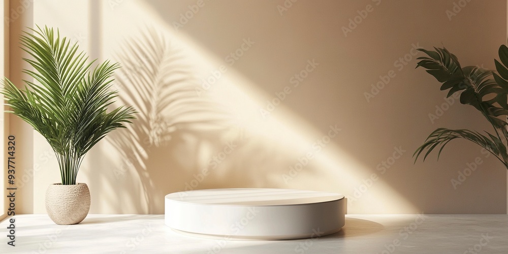 Simple and elegant podium product display scene display mockup for show product presentation. Generative ai Simple and elegant podium product display scene display mockup for show product presentation. Generative ai