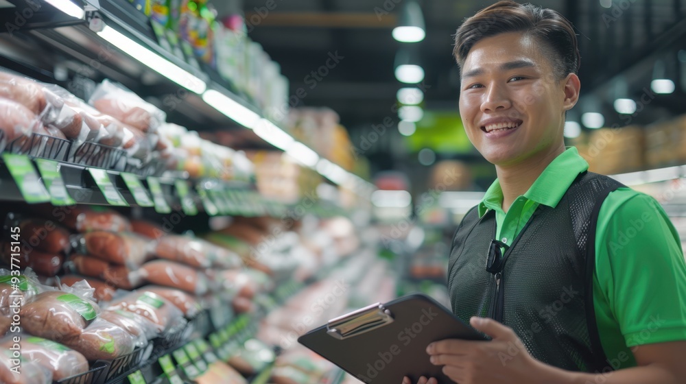 The grocery store worker The grocery store worker