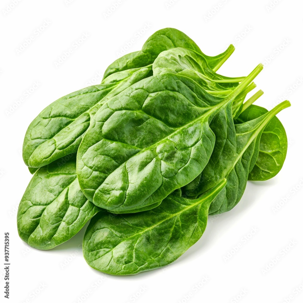Obraz premium Fresh Green Spinach Leaves Isolated on White Background