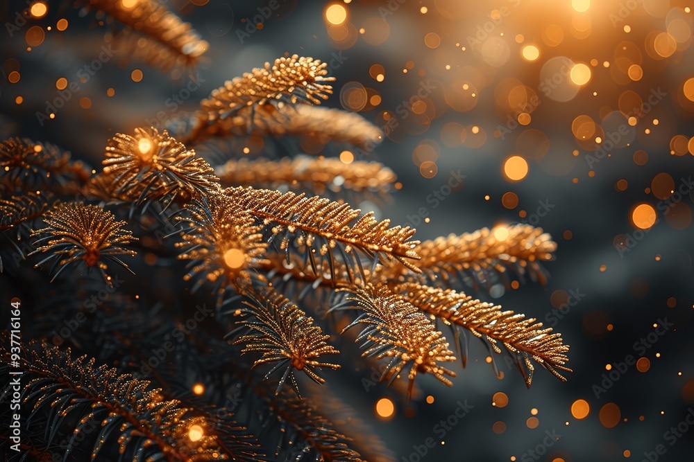 Christmas Poster set of Christmas Background with golden branches of christmas tree Christmas Poster set of Christmas Background with golden branches of christmas tree