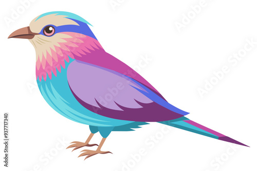 Lilac breasted roller vector art illustration