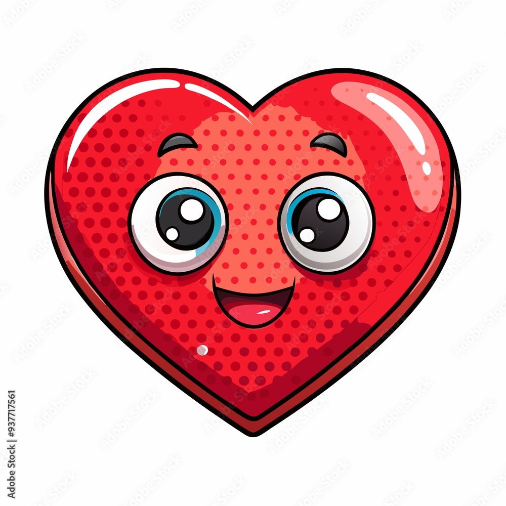 Obraz premium Red color love emoji cartoon face heart icon on white background generated by AI