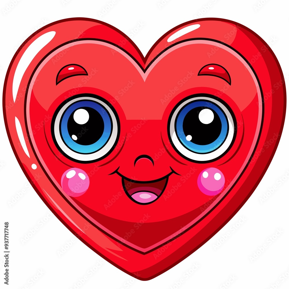 Red color love emoji cartoon face heart icon on white background generated by AI Red color love emoji cartoon face heart icon on white background generated by AI