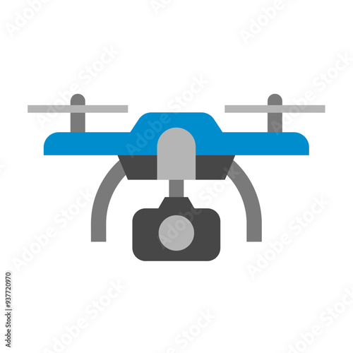 Drone icon, drone quadcopter vector icon. isolated transparent. Photo and video drone illustration flat color style.
