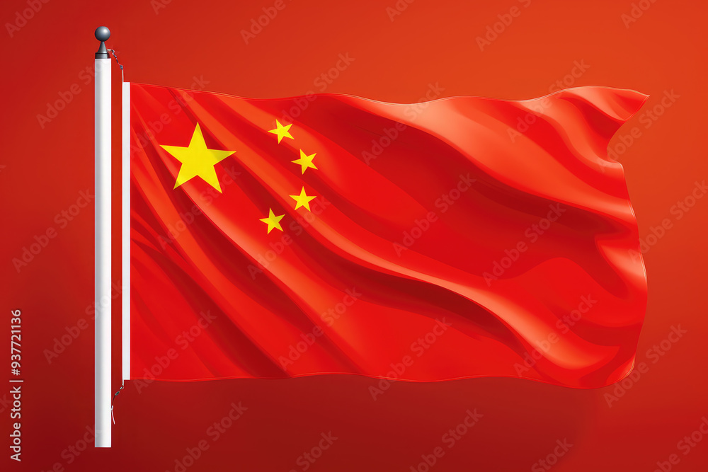 Celebrating the national day of china with a Chinese flag on a red background Celebrating the national day of china with a Chinese flag on a red background
