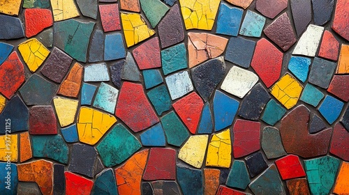 Vibrant mosaic tiles creating a complex pattern perfect for artistic and visually striking wallpaper themes
