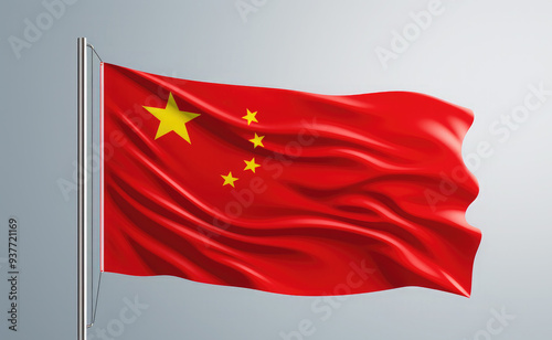 Celebrating the national day of china with a Chinese flag on a white background.