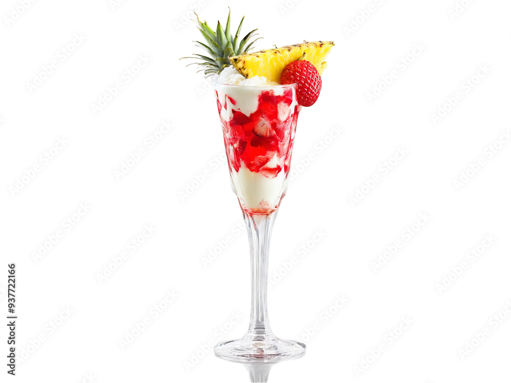 Lava Flow A tall glass with layered red and white liquid pineapple wedge and cherry Lava Flow A tall glass with layered red and white liquid pineapple wedge and cherry