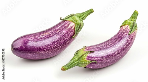 Wallpaper Mural Two Striped Purple Eggplants Isolated on White Background Torontodigital.ca