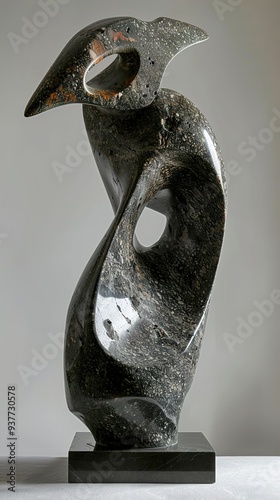 Abstract Stone Sculpture: Geometric and Organic Forms photo